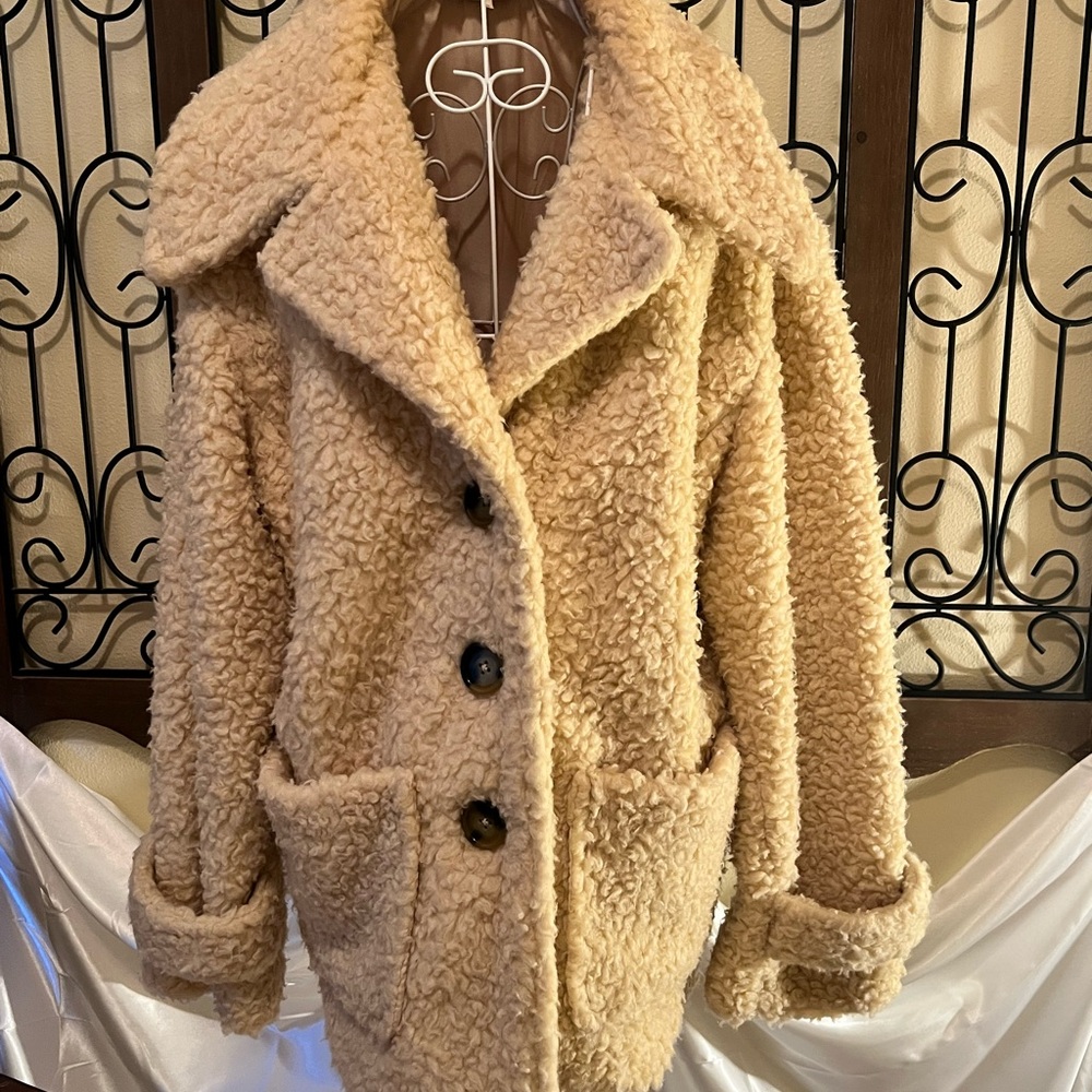Free People Teddy Jacket in Beige